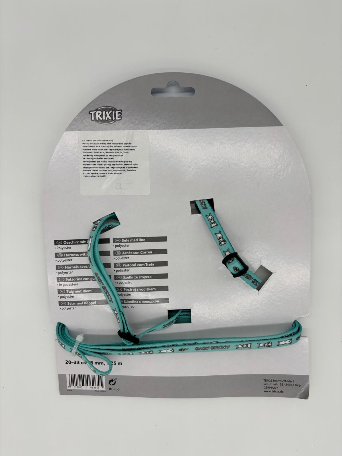 Postroj pre králičkov extra malý 20-33cm/8mm, 1,25m modrý – Obrázok 2