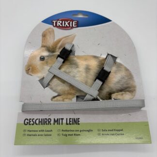 🐰 Trixie postroj pre králika – šedý (obvod tela 25–44 cm hrúbka 10 mm) 1,25m vodítko