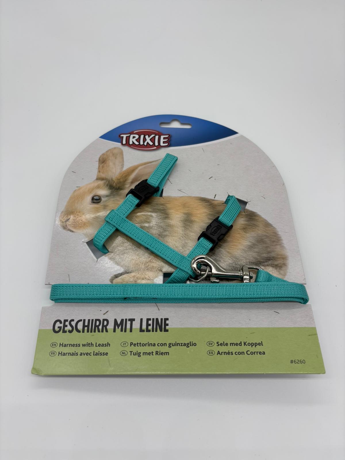 🐰 Trixie postroj pre králika – bledomodrý (obvod tela 25–44 cm hrúbka10 mm), 1,25m vodítko